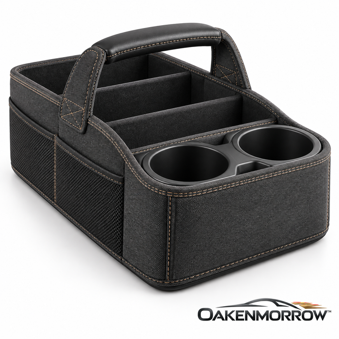 OAKENMORROW™ Car Storage Caddy with Dual Cup Holders