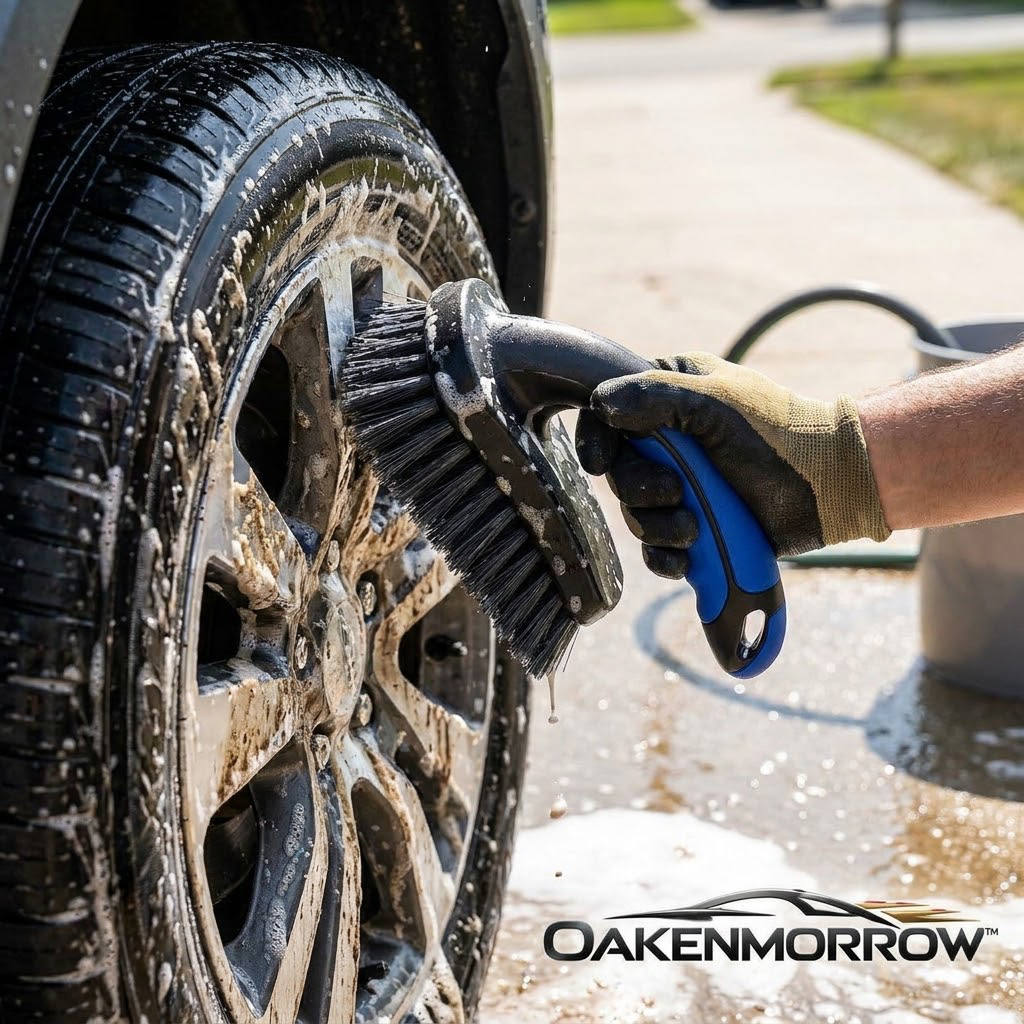 OAKENMORROW™ Tire Scrub Brush with Contoured Handle