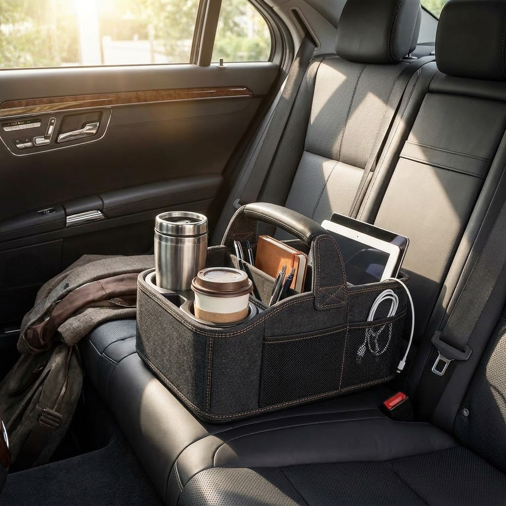 OAKENMORROW™ Car Storage Caddy with Dual Cup Holders